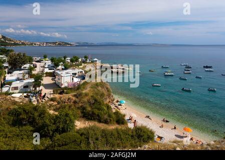 Touristische camping Skrila in der Nähe von Stara Baska auf der Insel Krk, Kvarner, Kroatien Stockfoto