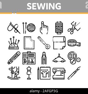 Nähen Und Nadelarbeit Sammlung Icons Set Vektor Stock Vektor