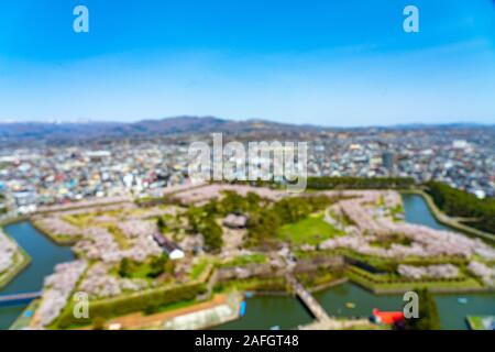 Blur Hintergrund, die Goryokaku Park im Frühling kirschblüten Saison Stockfoto