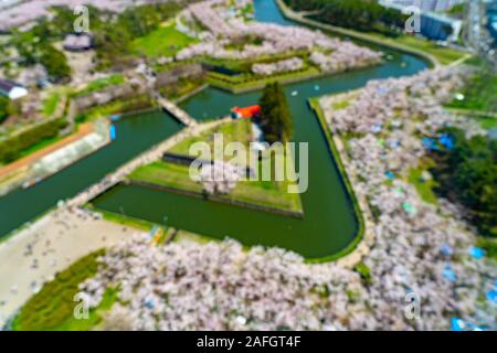 Blur Hintergrund, die Goryokaku Park im Frühling kirschblüten Saison Stockfoto