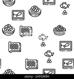 Kaviarersatz Meeresfrüchte Produkt nahtlose Muster Vektor Stock Vektor