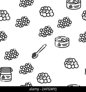 Kaviarersatz Meeresfrüchte Produkt nahtlose Muster Vektor Stock Vektor