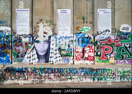 Jerusalem Israel. Der West Bank Trennmauer in Bethlehem Stockfoto