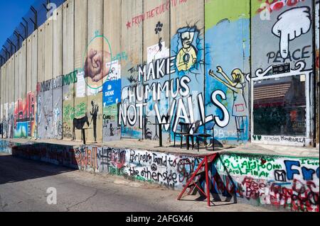 Jerusalem Israel. Der West Bank Trennmauer in Bethlehem Stockfoto