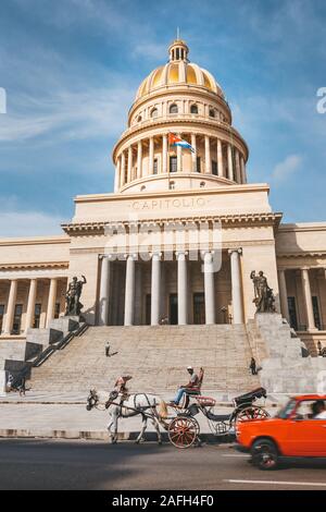 Havanna, Kuba - Oktober 18, 2019: Das Capitol in La Habana Vieja, Kuba, Caribe Stockfoto