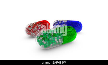 Tabletten auf weißem Hintergrund Stockfoto