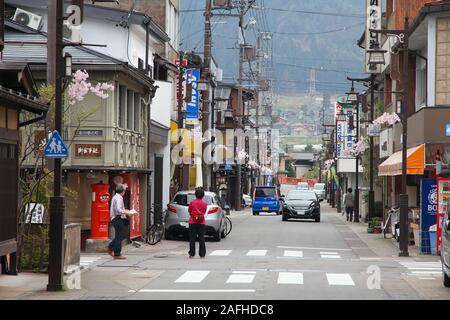 Gebrauchte - HIDA, Japan - 30. APRIL 2012: die Menschen besuchen Furukawa-Hida in Japan. Volvo ist eine historische Stadt in der Präfektur Gifu zurückgehend bis 1586 und ist Stockfoto