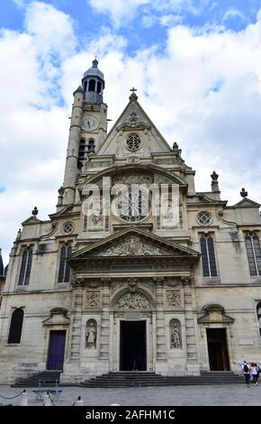 Saint Etienne du Mont Kirche Fassade. Paris, Frankreich. Stockfoto