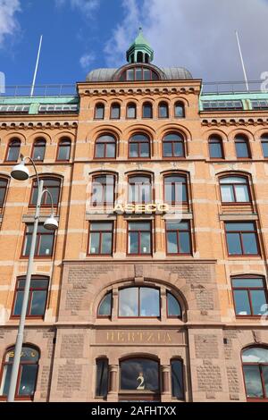 Göteborg, Schweden - 26. AUGUST 2018: Hertzia Hertziahuset (oder nur) Gebäude in Göteborg, Schweden. Es ist der Hauptsitz für Aseco AB (Teil der USS-Einheit Stockfoto