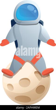 Astronauten auf dem Mond Symbol. Cartoon von Astronauten auf dem Mond vektor Symbol für Web Design auf weißem Hintergrund Stock Vektor