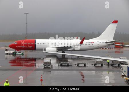 Göteborg, Schweden - 28. AUGUST 2018: Norwegian Air Shuttle Boeing 737 in Göteborg Landvetter Flughafen in Schweden. Es ist die 2 verkehrsreichsten Flughafen Sw Stockfoto