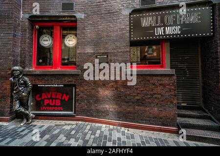 LIVERPOOL, Großbritannien - 13 August: Dies ist die berühmte Cavern Club im Cavern Quarter, einem touristischen für die Beatles bekannt am 13. August 2019 i Stockfoto