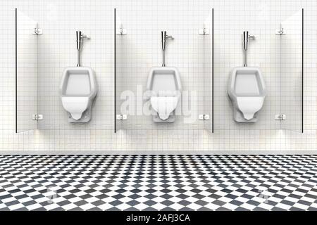 3D-Rendering der Urinale in einem öffentlichen Bad Stockfoto