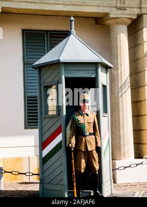 Die Bewachung der Präsident des Ungarischen offizielle Residenz in Budapest Ungarn Sandor Palast auf Castle Hill Stockfoto