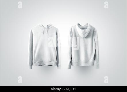 Blank weißes Sweatshirt Mockup Set, Vorder- und Rückseite Stockfoto