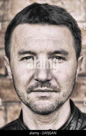 Olivier Besancenot, Französisch ganz links politische Figur, und Gründer der NPA (Nouveau Parti anticapitaliste - der Neuen Antikapitalistischen Partei). Paris, April 2014 Stockfoto