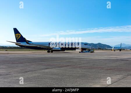 Ryanair Boeing 737-800 Serie Flugzeuge am Flughafen von Malaga, Spanien. Stockfoto