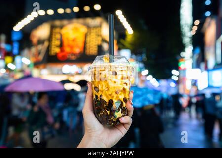 Taiwan pearl Milch Kaffee mit Bubble in Taipeh in Taipeh, Taiwan. Stockfoto