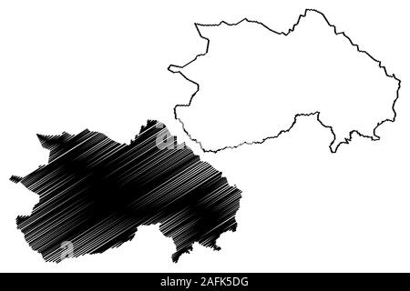 Debub Region (Horn von Afrika, Staates Eritrea, Regionen von Eritrea) Karte Vektor-illustration, kritzeln Skizze Region Süd Karte Stock Vektor