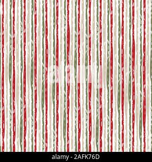 Vektor senkrecht Grunge Brush Gestreifte Muster wiederholen in Rot, Grün, Beige und weißen Hintergrund. Textur für Web, Print, Wallpaper, Home Decor, fabric Stock Vektor