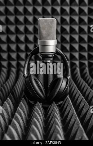 Professionelles Kondensatormikrofon isoliert auf Weiss. Stockfoto