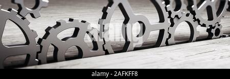 Business Industrie Konzept. Zahnräder und Kommunikation. 3D-Rendering Stockfoto