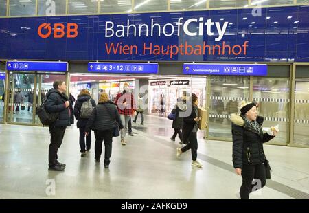 Hauptbahnhof Wien oder Wien Hauptbahnhof; Wien, Österreich Europa Stockfoto