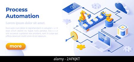 Process Automation - Banner Layout Vorlage für Website und Mobile Website Entwicklung. Stock Vektor