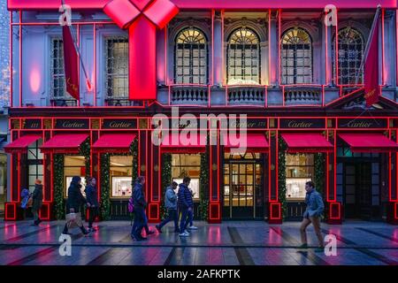 Adventskalender Windows, Weihnachten, Cartier Juwelier, London, England, Großbritannien Stockfoto