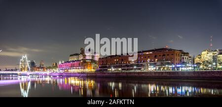 Puente de La Mujer Fußgängerbrücke bei Nacht, Buenos Aires, Argentinien, Südamerika Stockfoto