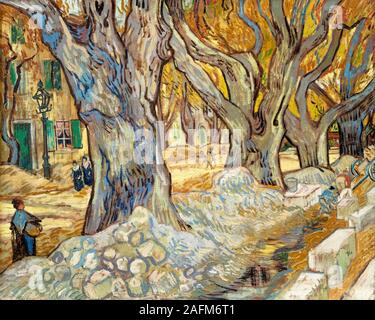 Die großen Platanen (Straße Menders bei Saint-Rémy) von Vincent Van Gogh (1853-1890), Öl auf Stoff, 1889 Stockfoto