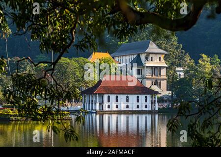 Der Tempel des Heiligen Zahnes Relikt in Kandy siehe vom See Stockfoto