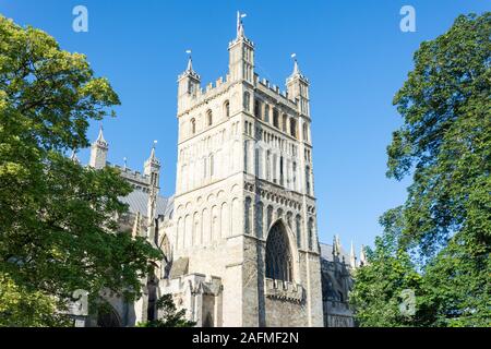 Der Südturm, Exeter Cathedral, Kathedrale, Exeter, Devon, England, Vereinigtes Königreich Stockfoto
