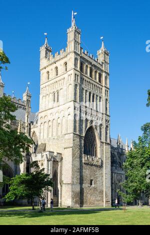 Der Südturm, die Kathedrale von Exeter, Exeter, Devon, England, Vereinigtes Königreich Stockfoto