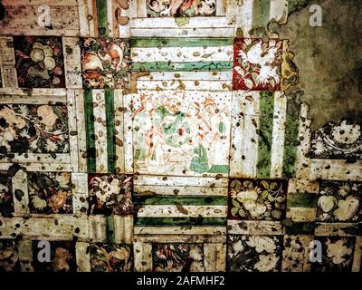 Die Bilder in der Ajanta Höhlen überwiegend die Jataka Geschichten erzählen. Diese sind buddhistische Legenden, die den vorangegangenen Leben des Buddha. Stockfoto