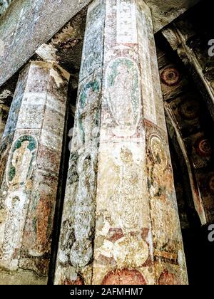 Die Bilder in der Ajanta Höhlen überwiegend die Jataka Geschichten erzählen. Diese sind buddhistische Legenden, die den vorangegangenen Leben des Buddha. Stockfoto