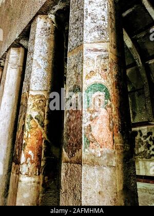 Die Bilder in der Ajanta Höhlen überwiegend die Jataka Geschichten erzählen. Diese sind buddhistische Legenden, die den vorangegangenen Leben des Buddha. Stockfoto