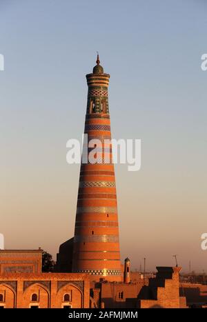 Islam Kraus Minarett in Chiwa Stockfoto