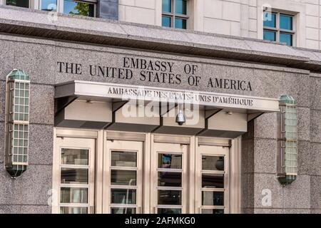 Ottawa, CA - 9. Oktober 2019: Fassade der Botschaft der Vereinigten Staaten von Amerika Stockfoto