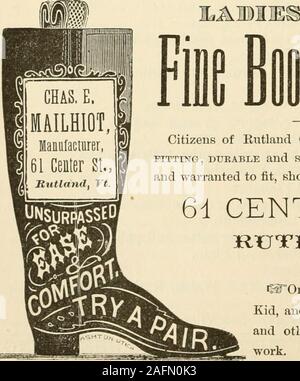 . Ortsverzeichnis und Business Directory von Rutland County, Vt, für 1881-82. I) EIN Stockfoto