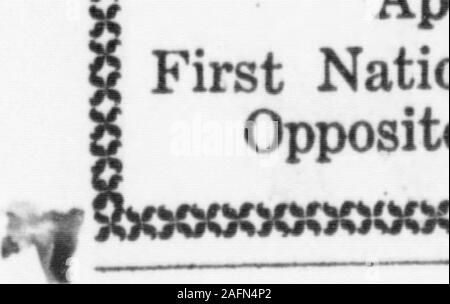 . Highland Echo 1915-1925. Shoe Shop College Street DR. S.E. CRAWFORD^ Zahnarzt" 5? First National Bank Bldg. 5 $^si ich J.R.SCHWARZ, D.0, M.D.^ LINNIE K. SCHWARZ, D.O. Osteopathische Ärzte Auge, Ohr, Nase und ThroatWomens Krankheiten Röntgeneinrichtung beide Telefone: Büro und Wohnung First National Bank Gebäude gegenüber Post. g Maryville zu Knoxviile55b REO BUS Linie 55 highlysuccessful Maryvilles Road Trip war. Sie fingen Samstagabend von Walloping die Knoxviile Y.M. C. A. Tiger in Ihrer eigenen Höhle durchdie Kerbe von 26-22. Am Montag Trainer Honaker andeight basket ball Künstler begann der Krieg Stockfoto