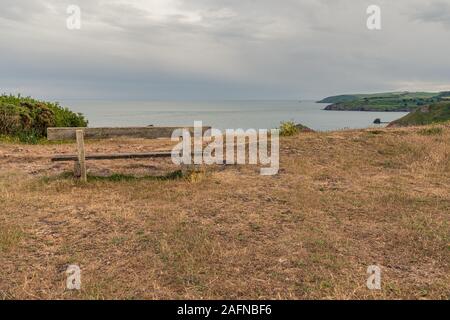 Blick über den englischen Kanal aus dem Berry Head National Nature Reserve in der Nähe von Brixham, Torbay, England, Großbritannien Stockfoto
