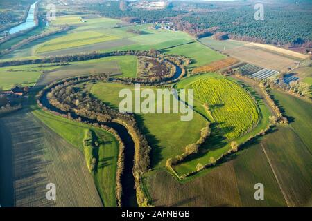 Luftbild, Lippe, Lippe Überschwemmungsgebiet, serpentine Shape, Lippemäander, Wesel-Datteln-Kanal, Haltern am See, Ruhrgebiet,Rhine-Westpha Stockfoto