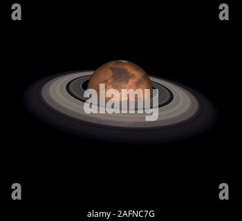 Mars Planet des Sonnensystems mit Planetenrad auf schwarzem Hintergrund isoliert. Elemente dieses Bild wurde von der NASA eingerichtet Stockfoto