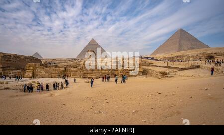 Gizeh, Ägypten - Die berühmten Pyramiden und Sphinx site Stockfoto