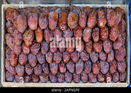 Getrocknete Medjool Datteln an Farmers Market Stockfoto