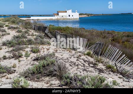 Moinho de Mare, Tidal Mill, Quinta de Marim, natürlichen Park Ria Formosa, Algarve, Portugal Stockfoto