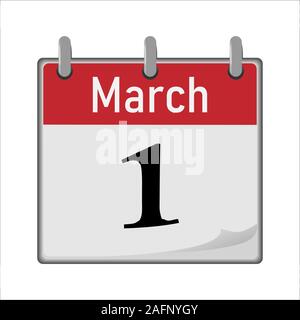 Symbol "Kalender" ist die erste Zahl des Monats. Stock Vektor