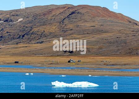 Ehemalige radio Relais station am Myggbukta, im Nordosten Grönlands Nationalpark Stockfoto