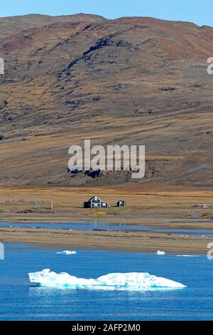 Ehemalige radio Relais station am Myggbukta, im Nordosten Grönlands Nationalpark Stockfoto